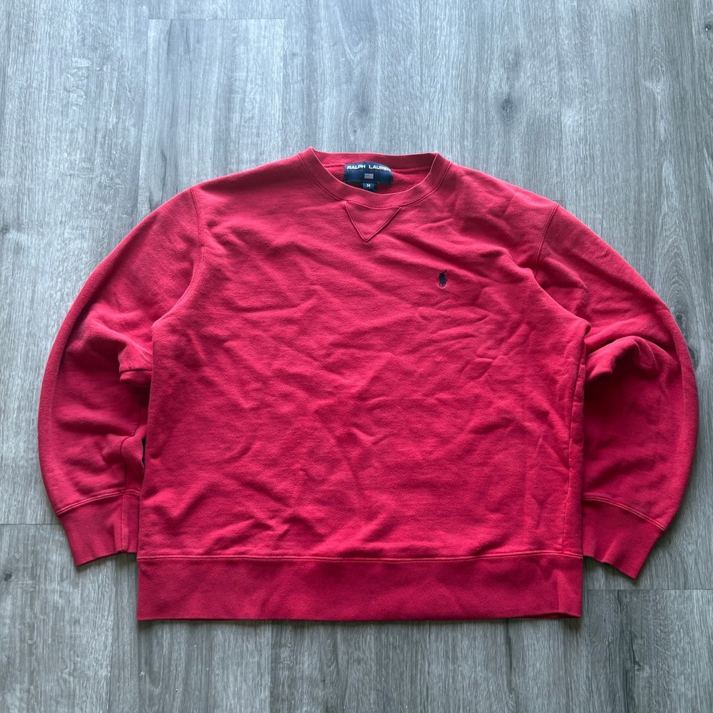 Polo Ralph Lauren Polo Sport Mens Red Crewneck Sweatshirt Embroidered Size M